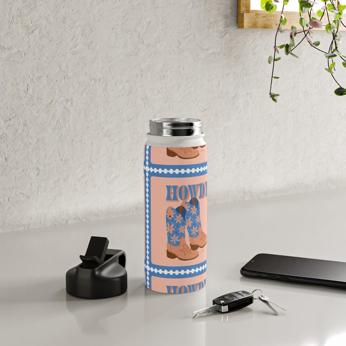 Howdy Cowgirl - Blue & Peach Water Bottle Gallery Image 5