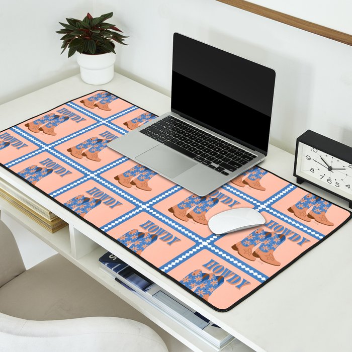 Howdy Cowgirl - Blue & Peach Desk Mat Gallery Image 2