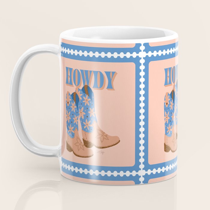Howdy Cowgirl - Blue & Peach Coffee Mug Gallery Image 3