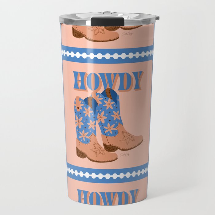 Howdy Cowgirl - Blue & Peach Travel Mug Gallery Image 1