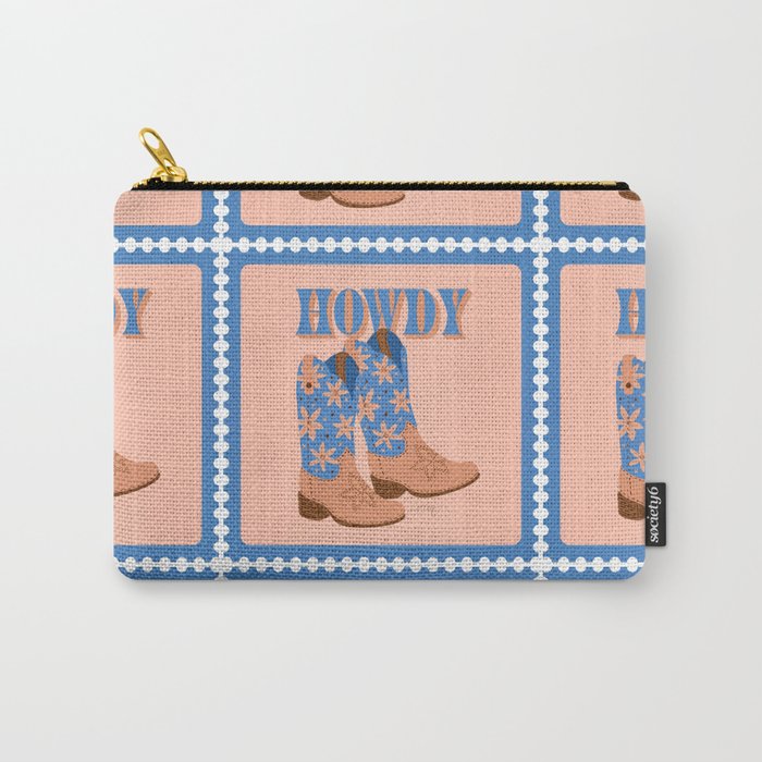 Howdy Cowgirl - Blue & Peach Carry All Pouch Gallery Image 1