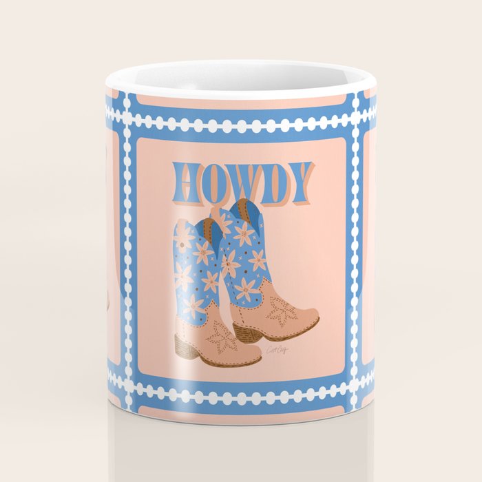 Howdy Cowgirl - Blue & Peach Coffee Mug Gallery Image 4