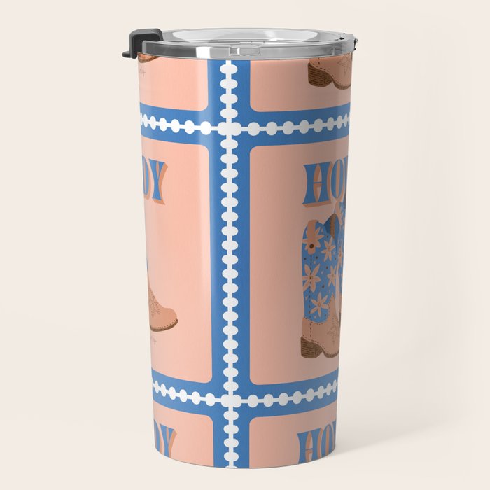 Howdy Cowgirl - Blue & Peach Travel Mug Gallery Image 3