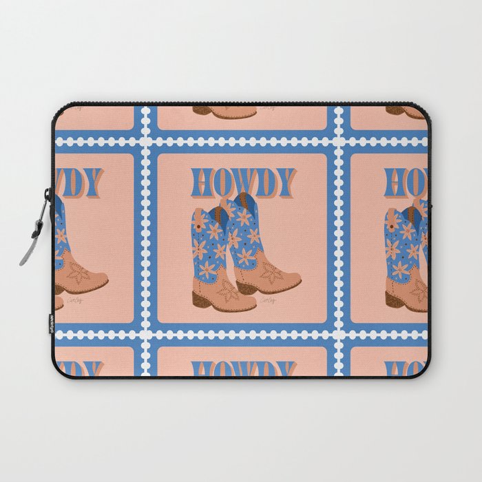 Howdy Cowgirl - Blue & Peach Laptop Sleeve Gallery Image 1