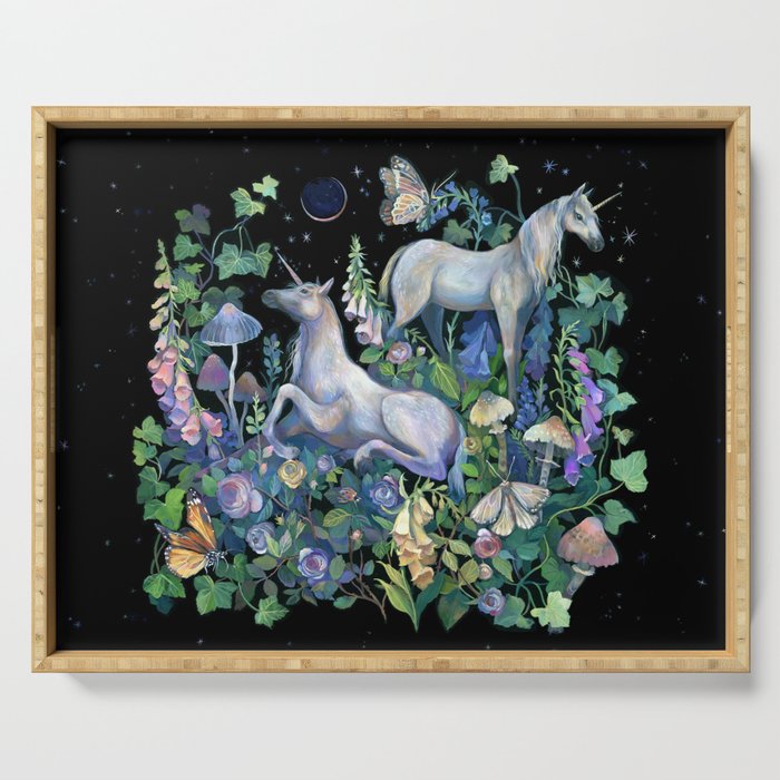 Unicorns Magical Rose Garden Serving Tray Gallery Image 1