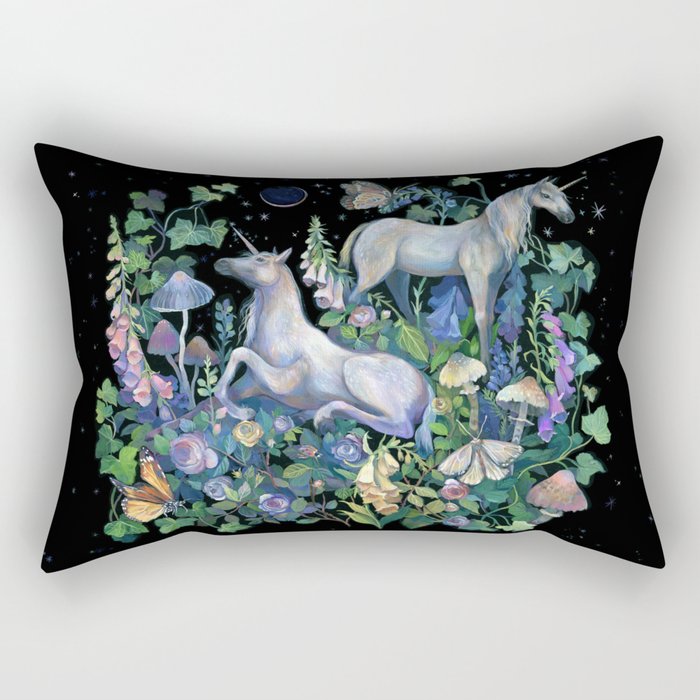 Unicorns Magical Rose Garden Rectangular Pillow Gallery Image 1
