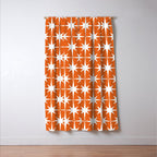 Atomic Age Retro Mid-century Modern Pattern in White and Orange Window Curtain Gallery Image 3