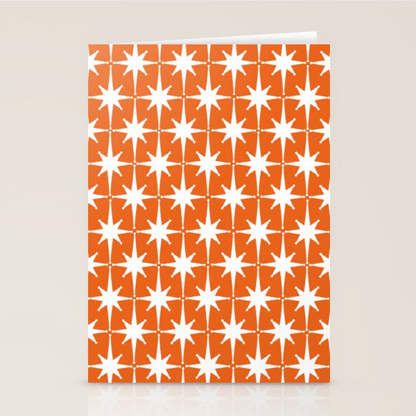 Atomic Age Retro Mid-century Modern Pattern in White and Orange Stationery Card Gallery Image 2