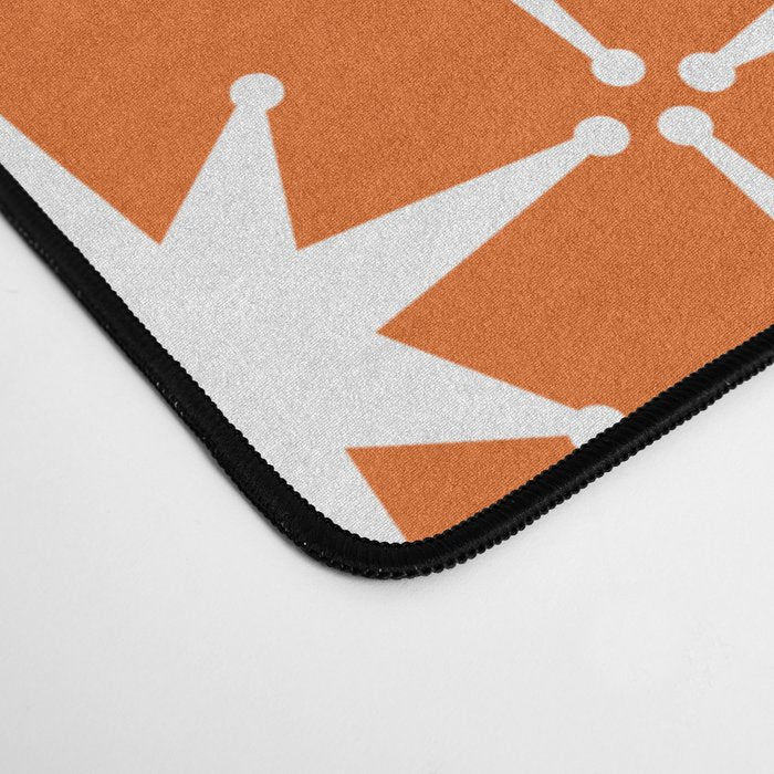 Atomic Age Retro Mid-century Modern Pattern in White and Orange Desk Mat Gallery Image 4