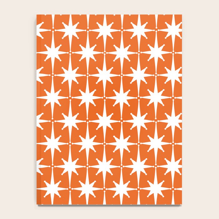 Atomic Age Retro Mid-century Modern Pattern in White and Orange Notebook Gallery Image 4