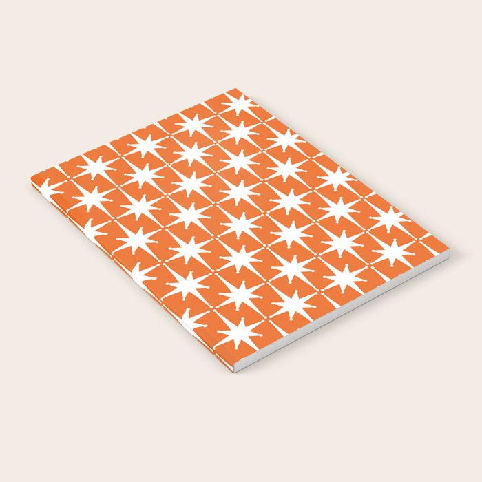 Atomic Age Retro Mid-century Modern Pattern in White and Orange Notebook Gallery Image 2