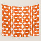 Atomic Age Retro Mid-century Modern Pattern in White and Orange Wall Tapestry Gallery Image 4
