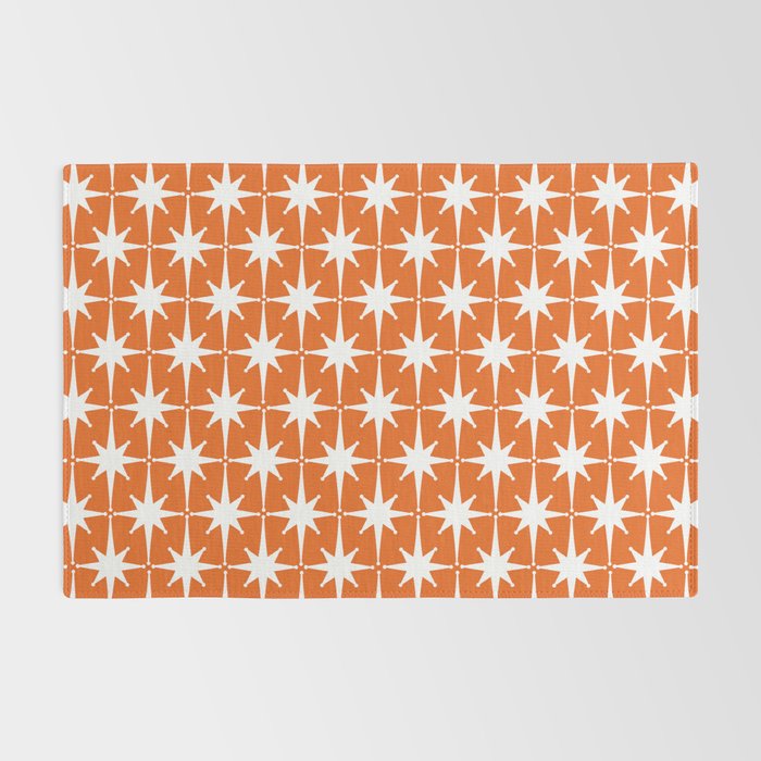 Atomic Age Retro Mid-century Modern Pattern in White and Orange Rug Gallery Image 2
