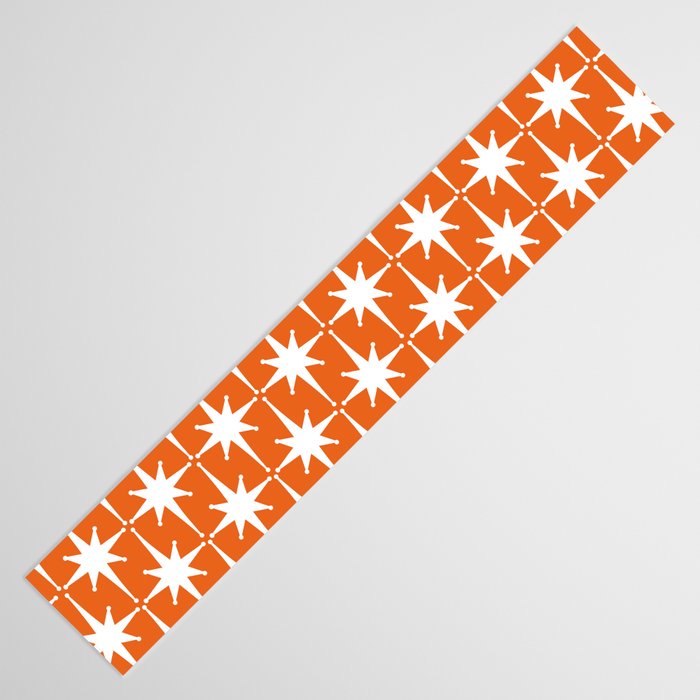 Atomic Age Retro Mid-century Modern Pattern in White and Orange Table Runner Gallery Image 3