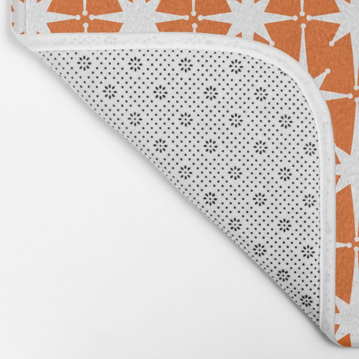 Atomic Age Retro Mid-century Modern Pattern in White and Orange Bath Mat Gallery Image 2