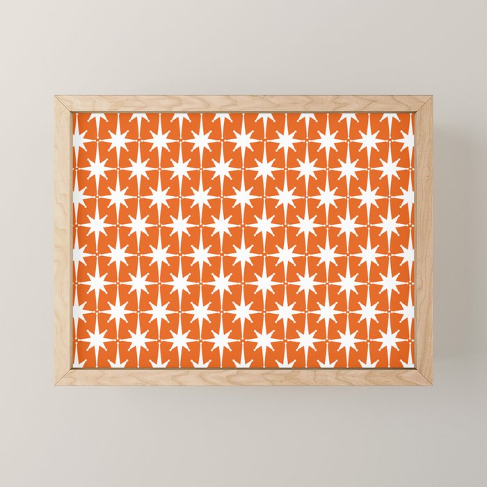 Atomic Age Retro Mid-century Modern Pattern in White and Orange Mini Art Print Gallery Image 1