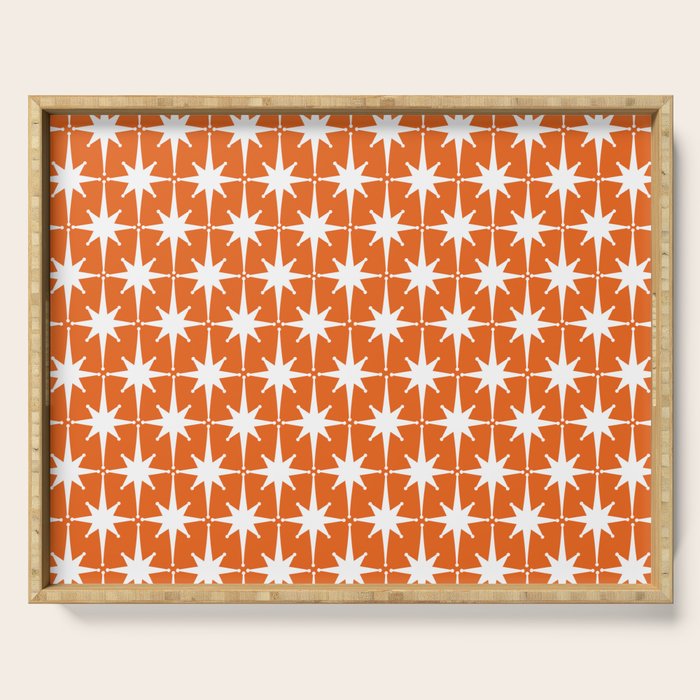 Atomic Age Retro Mid-century Modern Pattern in White and Orange Serving Tray Gallery Image 1