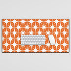 Atomic Age Retro Mid-century Modern Pattern in White and Orange Desk Mat Gallery Image 1
