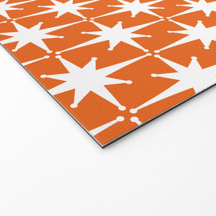 Atomic Age Retro Mid-century Modern Pattern in White and Orange Welcome Mat Gallery Image 2