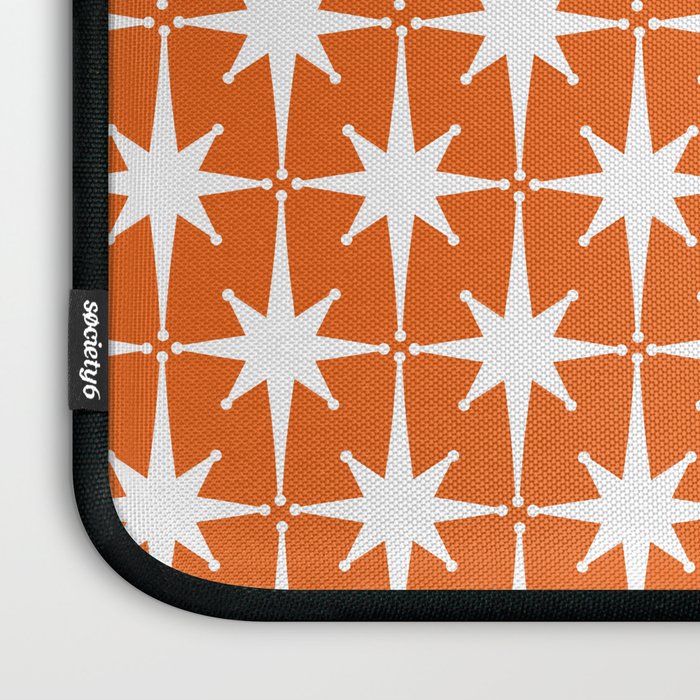 Atomic Age Retro Mid-century Modern Pattern in White and Orange Laptop Sleeve Gallery Image 3