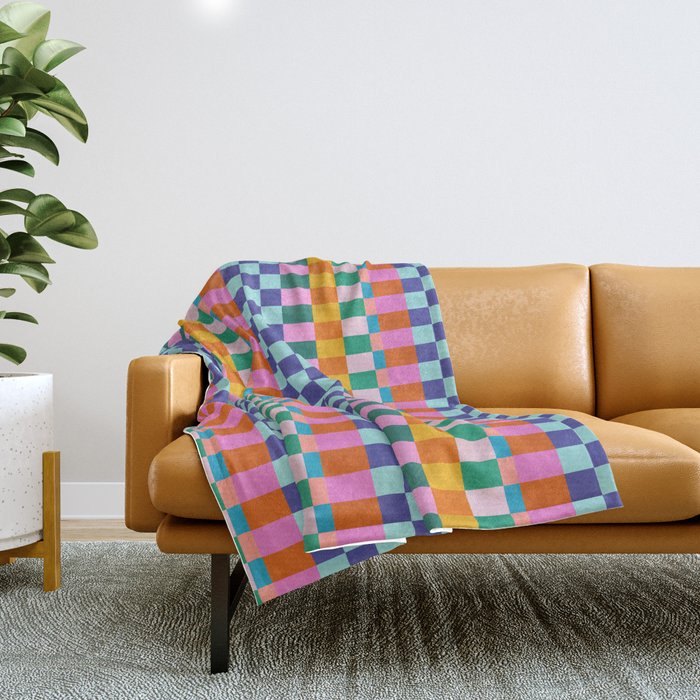 Checkerboard Stripes Throw Blanket Gallery Image 1
