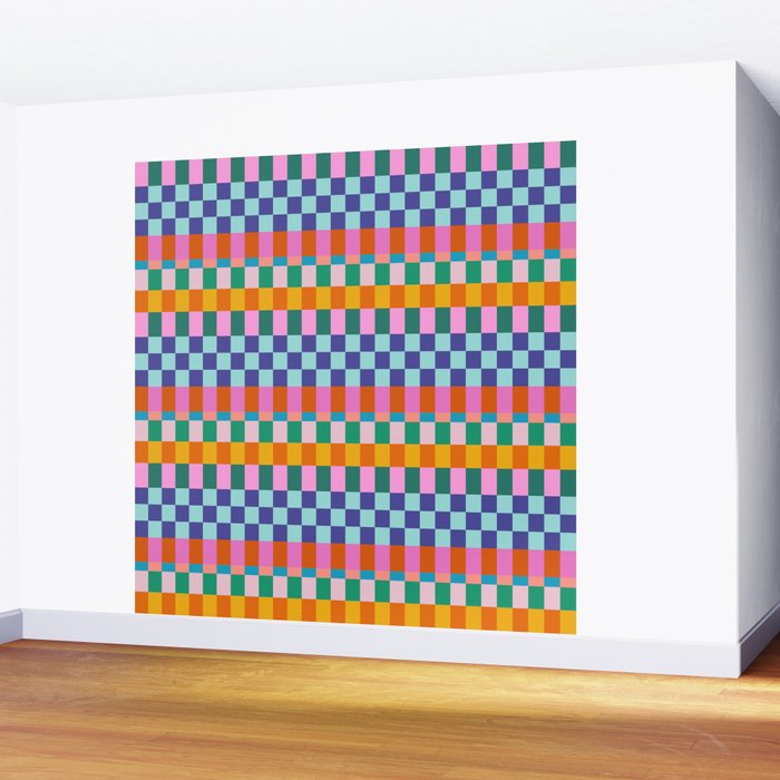 Checkerboard Stripes Wall Mural Gallery Image 2