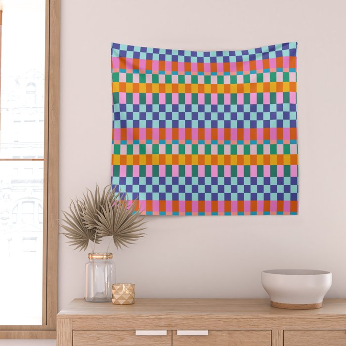 Checkerboard Stripes Wall Tapestry Gallery Image 2
