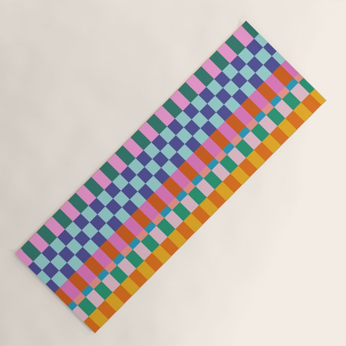 Checkerboard Stripes Yoga Mat