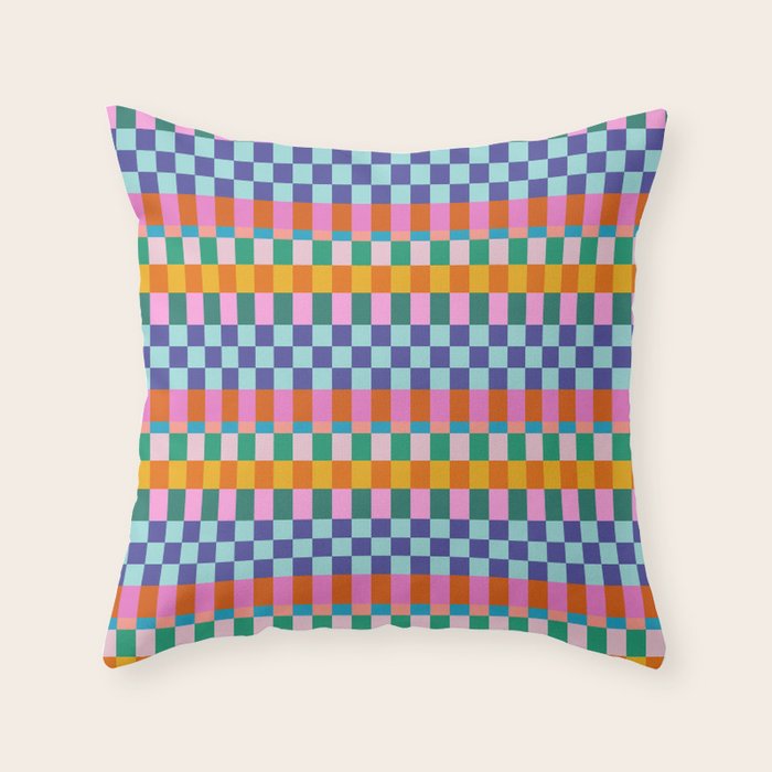 Checkerboard Stripes Throw Pillow Gallery Image 6
