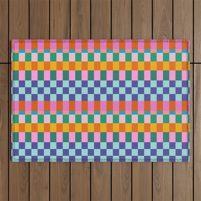 Checkerboard Stripes Outdoor Rug Gallery Image 1