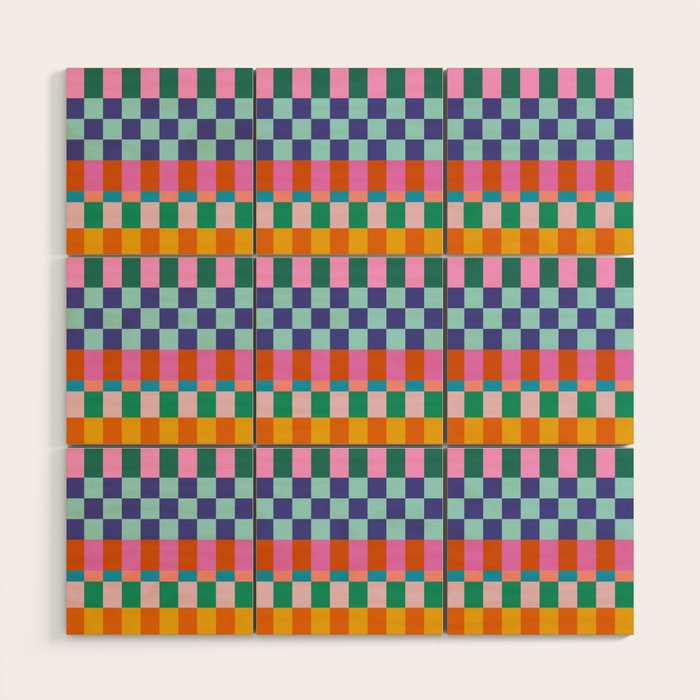Checkerboard Stripes Wood Wall Art Gallery Image 1