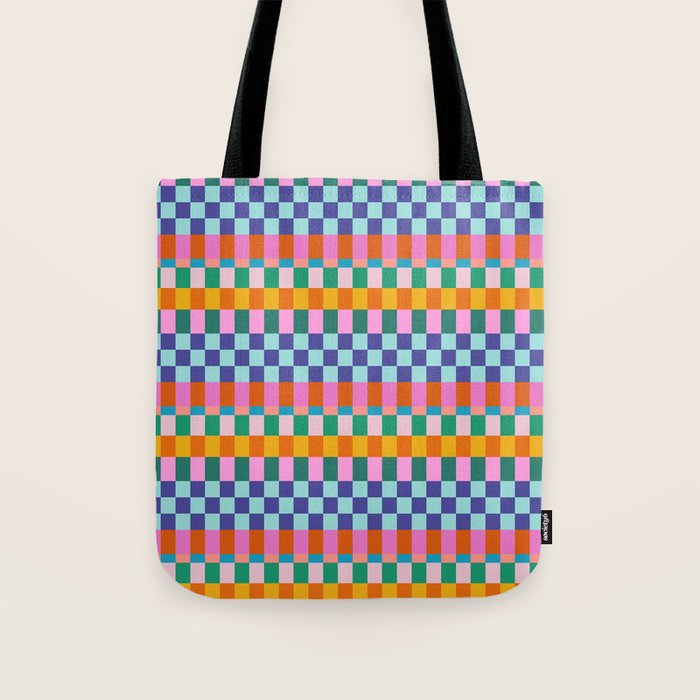 Checkerboard Stripes Tote Bag Gallery Image 1