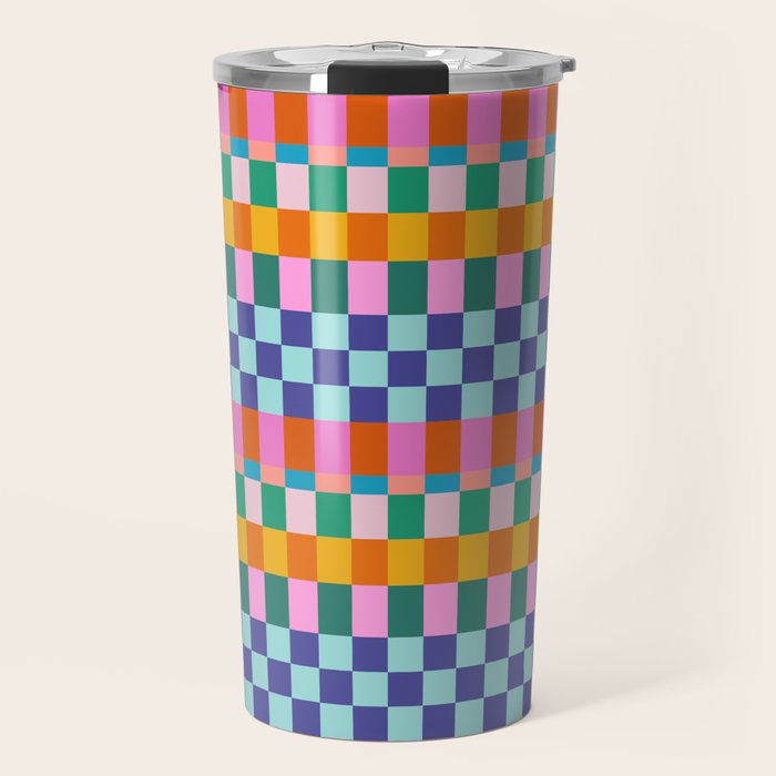 Checkerboard Stripes Travel Mug Gallery Image 1