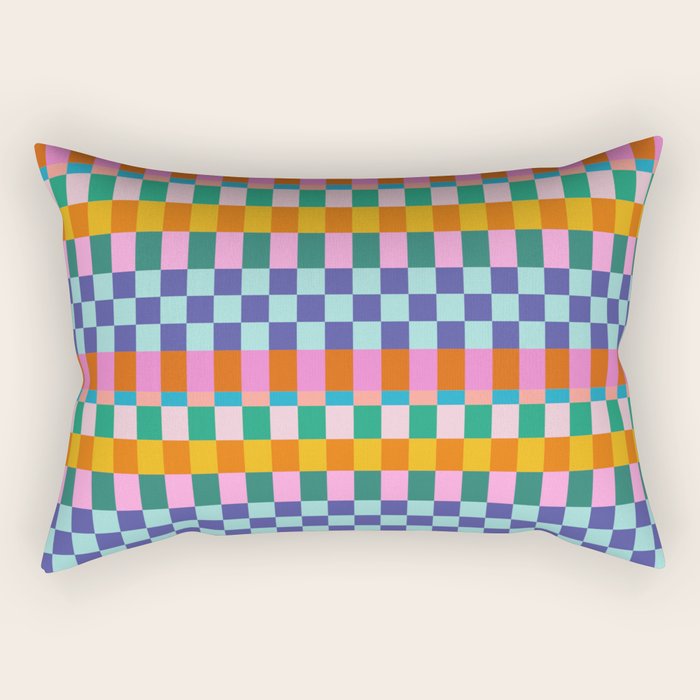 Checkerboard Stripes Rectangular Pillow Gallery Image 2