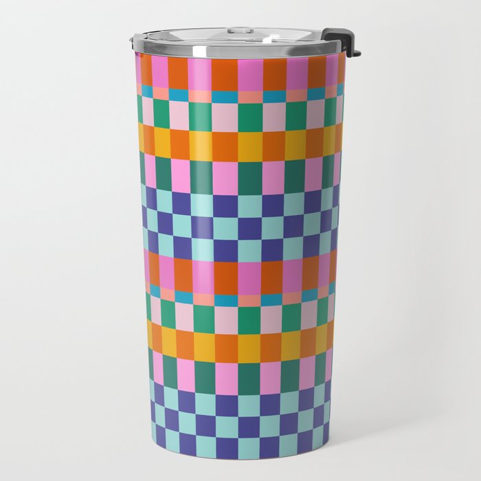 Checkerboard Stripes Travel Mug Gallery Image 2