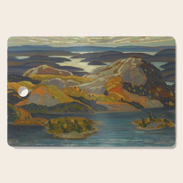 Canadian Landscape Oil Painting Franklin Carmichael Art Nouveau Post-Impressionism Grace Lake 1931 Cutting Board Gallery Image 1