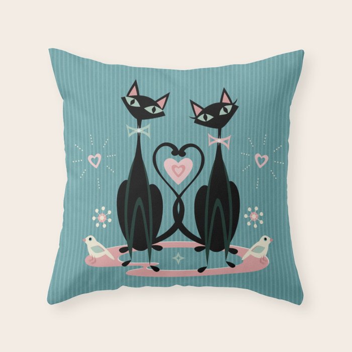 Vintage Kitty Love ©studioxtine Throw Pillow Gallery Image 6
