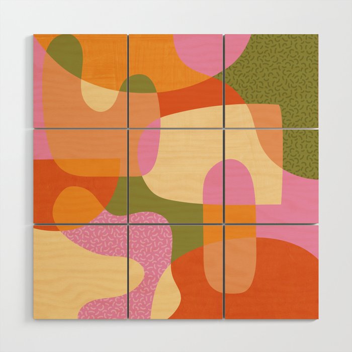 Bright Color Block Shapes Wood Wall Art Gallery Image 1
