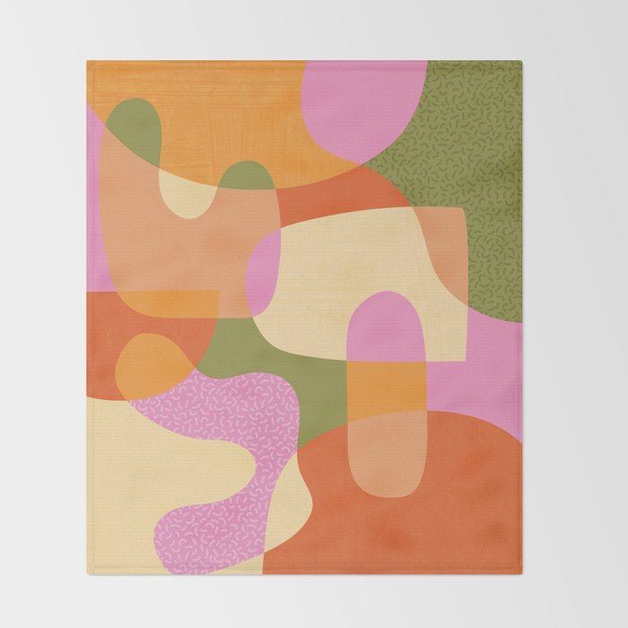 Bright Color Block Shapes Throw Blanket Gallery Image 2