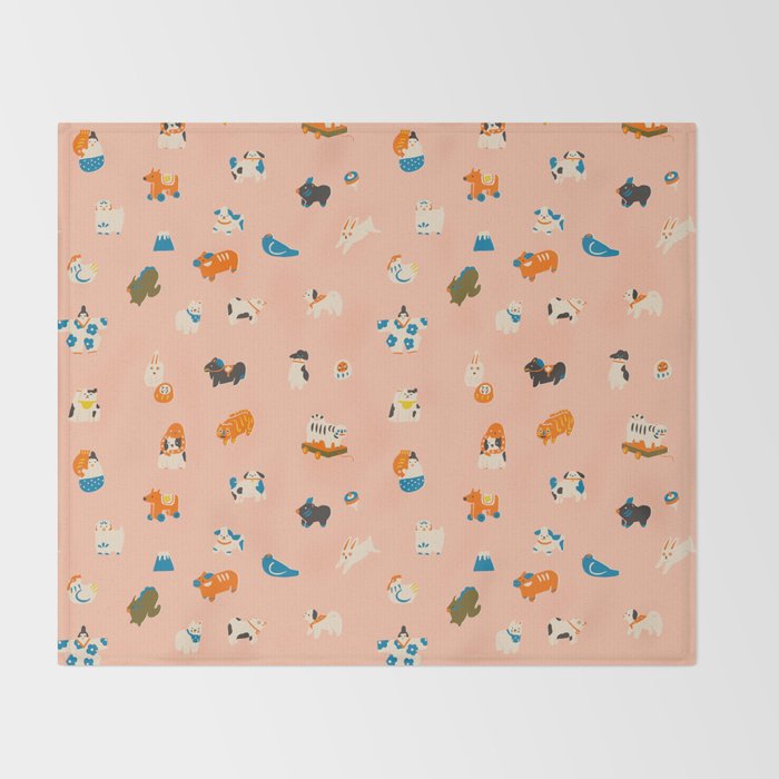 Japanese folk toys Throw Blanket Gallery Image 2