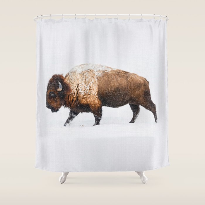 Buffalo In The Snow Shower Curtain Gallery Image 1