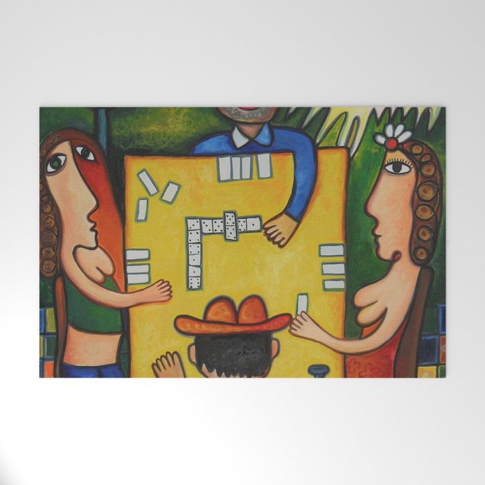 The Domino Players (Juego de Domino), Plaza Dolores, Santiago de Cuba, oil on canvas, by Jose Rodriguez Fuster Welcome Mat Gallery Image 1
