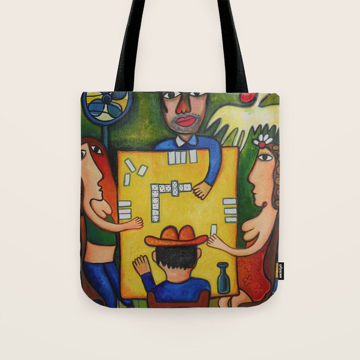 The Domino Players (Juego de Domino), Plaza Dolores, Santiago de Cuba, oil on canvas, by Jose Rodriguez Fuster Tote Bag Gallery Image 1