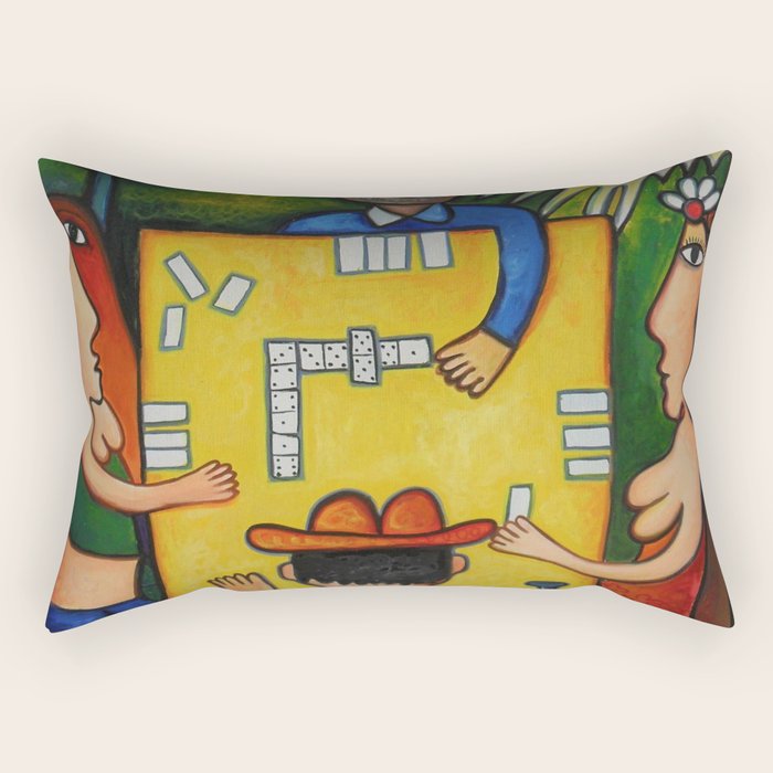 The Domino Players (Juego de Domino), Plaza Dolores, Santiago de Cuba, oil on canvas, by Jose Rodriguez Fuster Rectangular Pillow Gallery Image 1