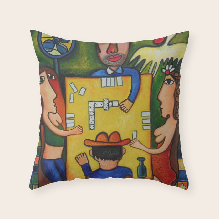 The Domino Players (Juego de Domino), Plaza Dolores, Santiago de Cuba, oil on canvas, by Jose Rodriguez Fuster Throw Pillow Gallery Image 6