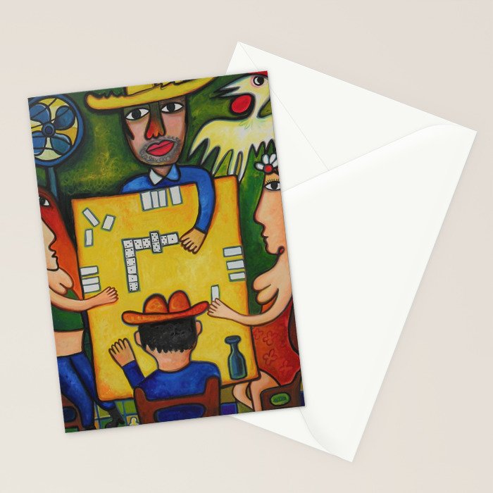 The Domino Players (Juego de Domino), Plaza Dolores, Santiago de Cuba, oil on canvas, by Jose Rodriguez Fuster Stationery Card Gallery Image 2