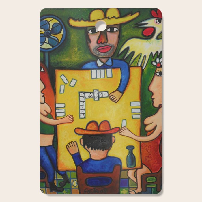 The Domino Players (Juego de Domino), Plaza Dolores, Santiago de Cuba, oil on canvas, by Jose Rodriguez Fuster Cutting Board Gallery Image 1