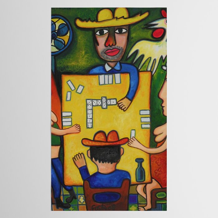The Domino Players (Juego de Domino), Plaza Dolores, Santiago de Cuba, oil on canvas, by Jose Rodriguez Fuster Tablecloth Gallery Image 2