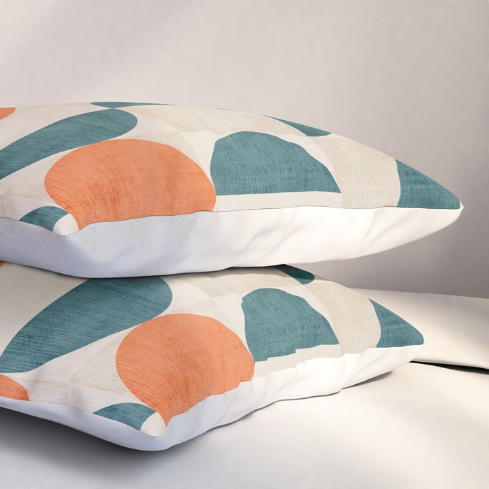 Geometric Modern MCM Orange Teal  Unique Artwork Pillow Sham Gallery Image 3