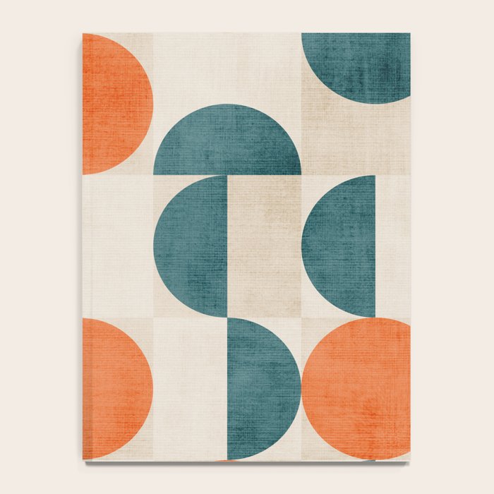 Geometric Modern MCM Orange Teal  Unique Artwork Notebook Gallery Image 4
